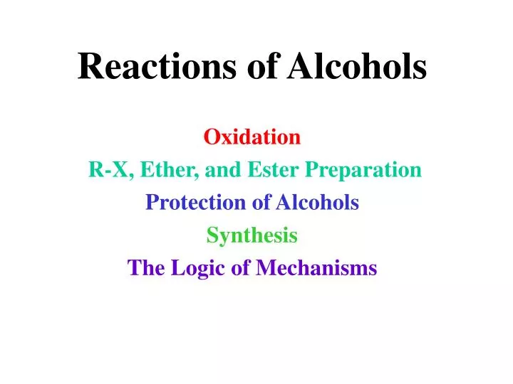 reactions of alcohols