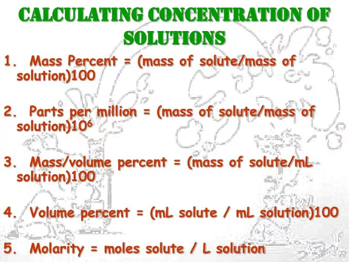 calculating concentration of solutions