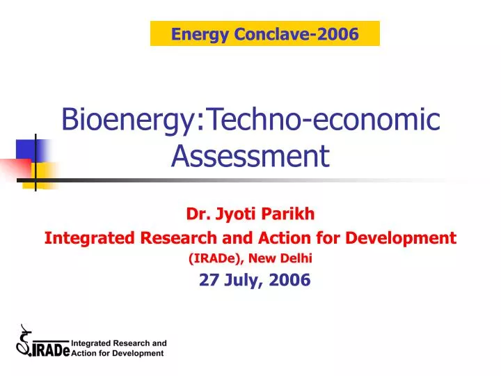 bioenergy techno economic assessment