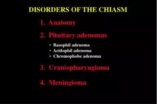 DISORDERS OF THE CHIASM
