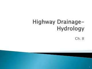 Highway Drainage-Hydrology