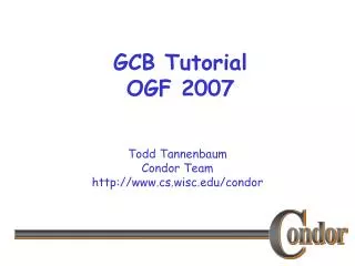 GCB Tutorial OGF 2007