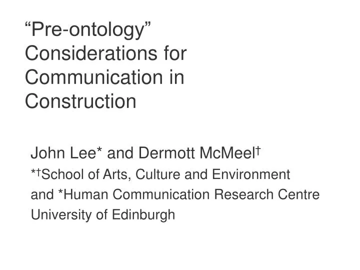 pre ontology considerations for communication in construction