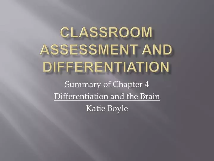 classroom assessment and differentiation