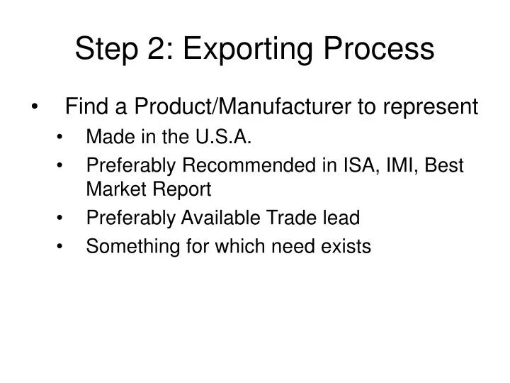 step 2 exporting process