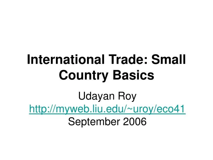 international trade small country basics