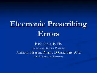 Electronic Prescribing Errors