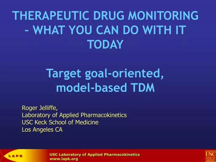 therapeutic drug monitoring what you can do with it today target goal oriented model based tdm