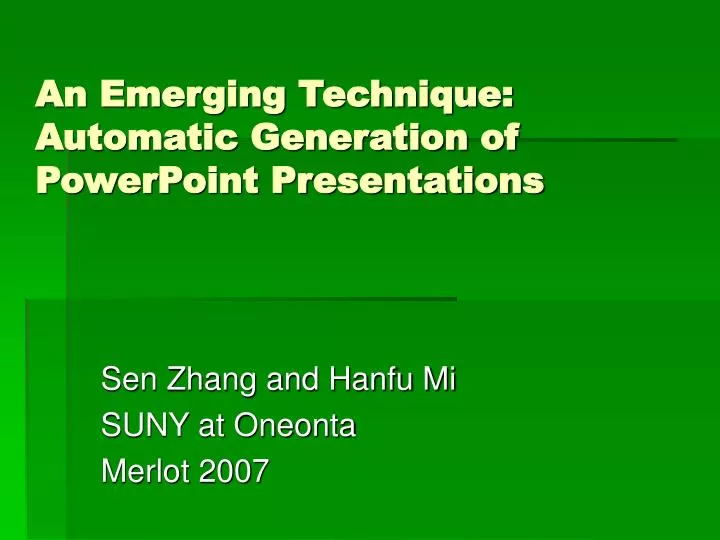 an emerging technique automatic generation of powerpoint presentations