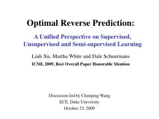 Optimal Reverse Prediction: