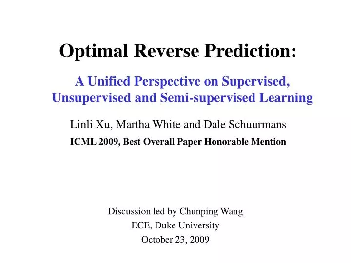 optimal reverse prediction