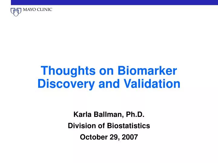 thoughts on biomarker discovery and validation