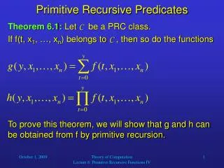 Primitive Recursive Predicates