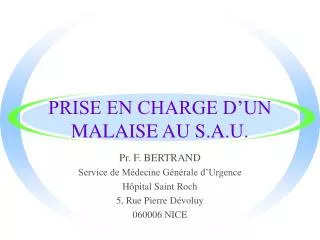 prise en charge d un malaise au s a u