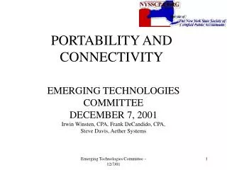 PORTABILITY AND CONNECTIVITY