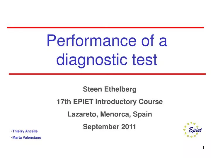performance of a diagnostic test