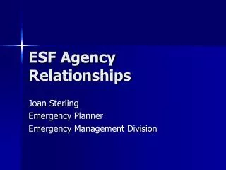ESF Agency Relationships