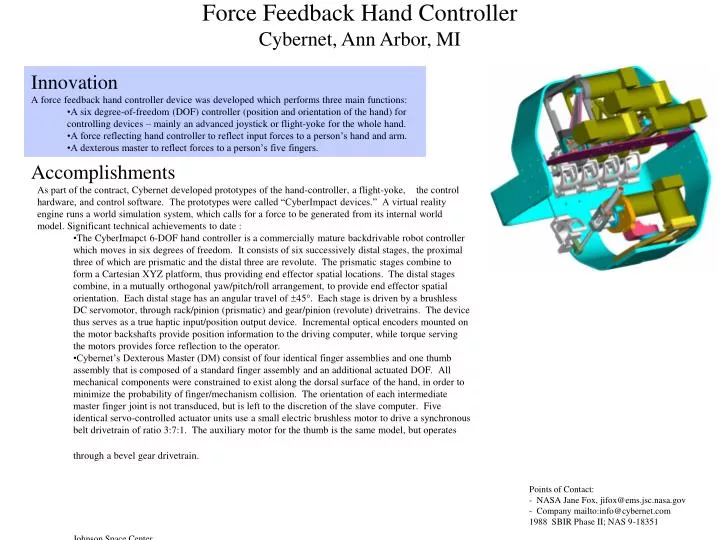 force feedback hand controller cybernet ann arbor mi