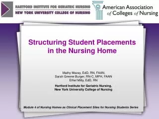 Structuring Student Placements in the Nursing Home