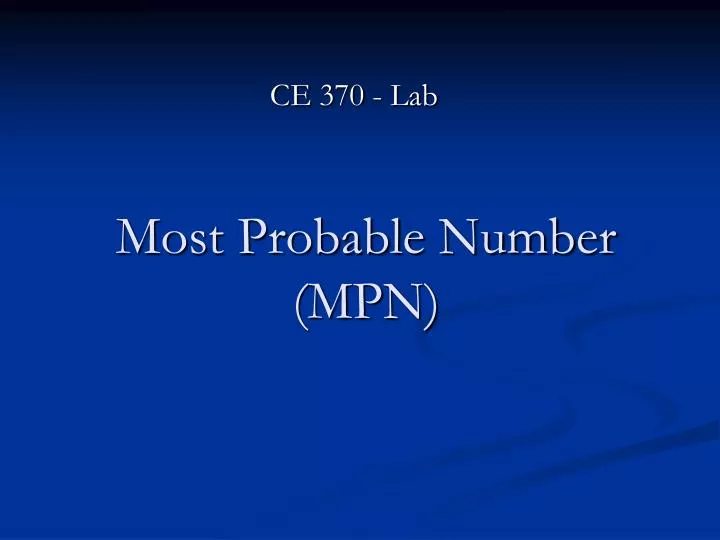 most probable number mpn