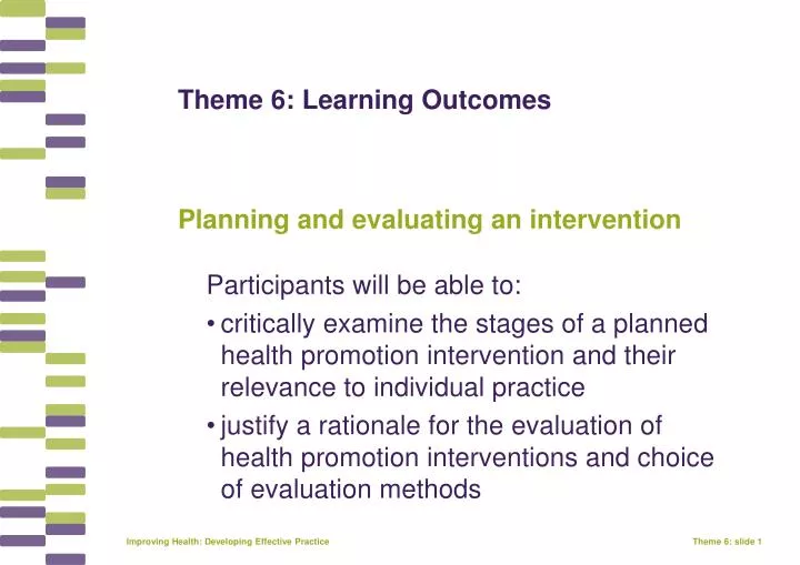 theme 6 learning outcomes