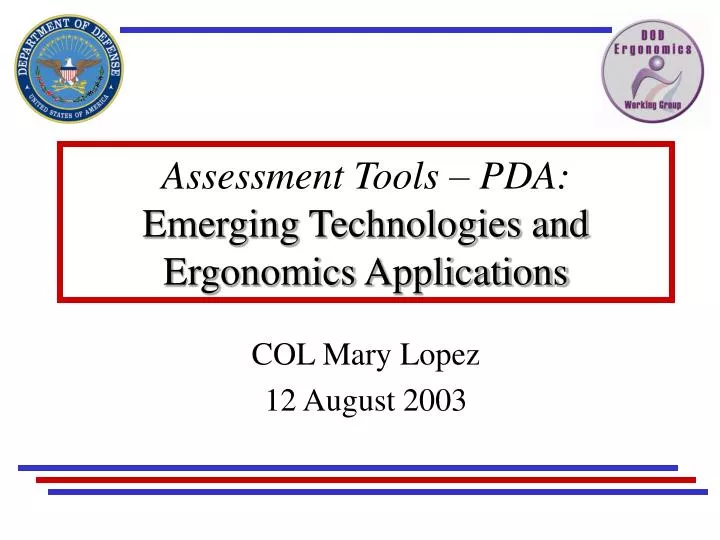 assessment tools pda emerging technologies and ergonomics applications