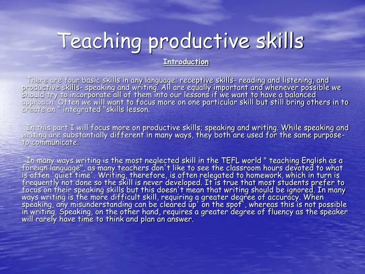 teaching productive skills