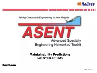 Maintainability Predictions Last revised 8/11/2005