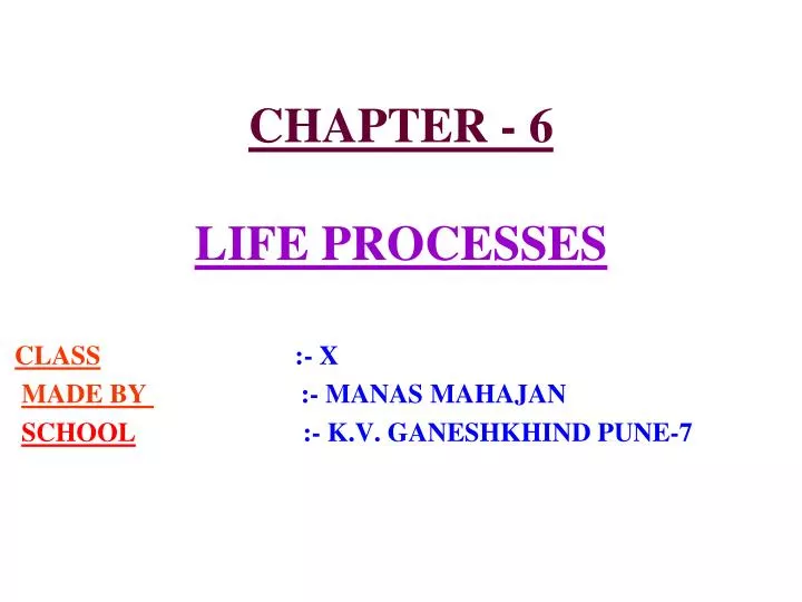 chapter 6 life processes
