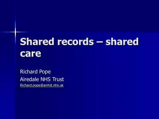 Shared records – shared care