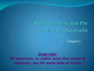 Albert Einstein and the Theory of Relativity