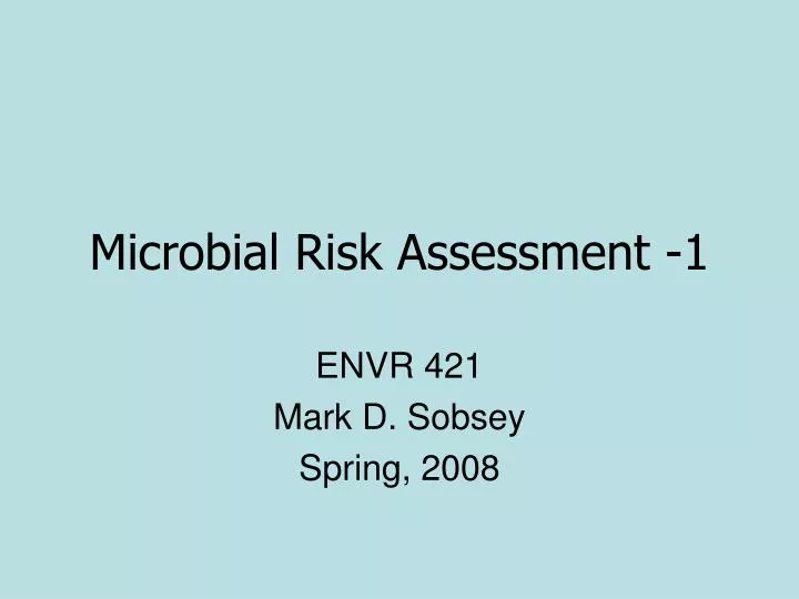 microbial risk assessment 1