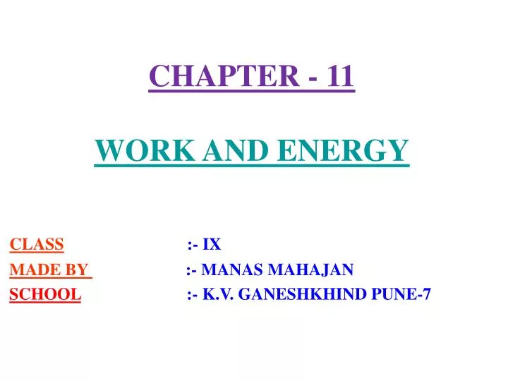 chapter 11 work and energy