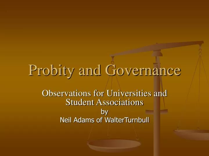 probity and governance