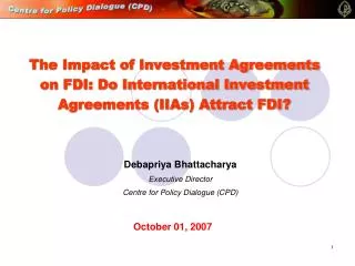 The Impact of Investment Agreements on FDI: Do International Investment Agreements (IIAs) Attract FDI?