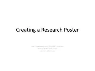 Creating a Research Poster