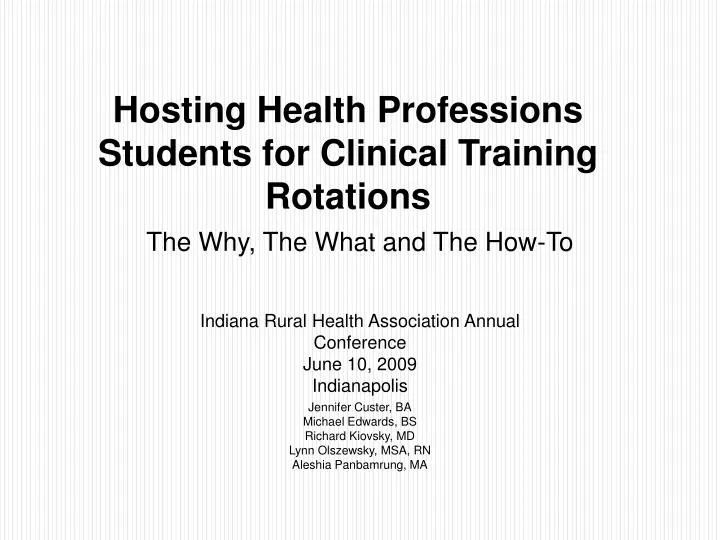 hosting health professions students for clinical training rotations