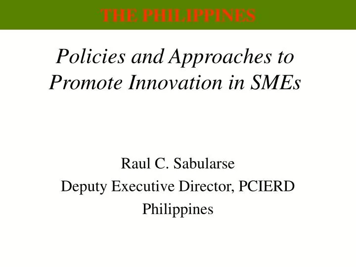 policies and approaches to promote innovation in smes