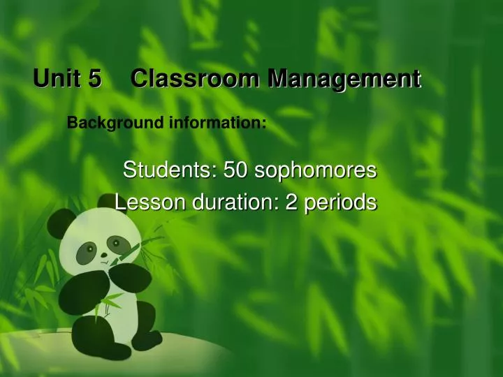 unit 5 classroom management