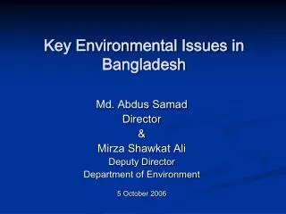 Key Environmental Issues in Bangladesh