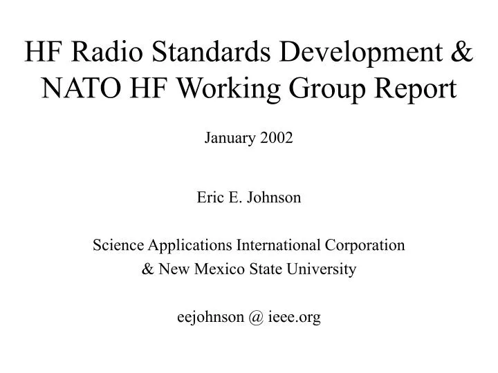 hf radio standards development nato hf working group report