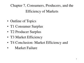 Chapter 7, Consumers, Producers, and the Efficiency of Markets