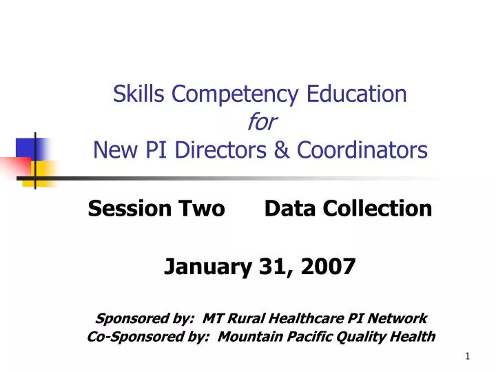 skills competency education for new pi directors coordinators
