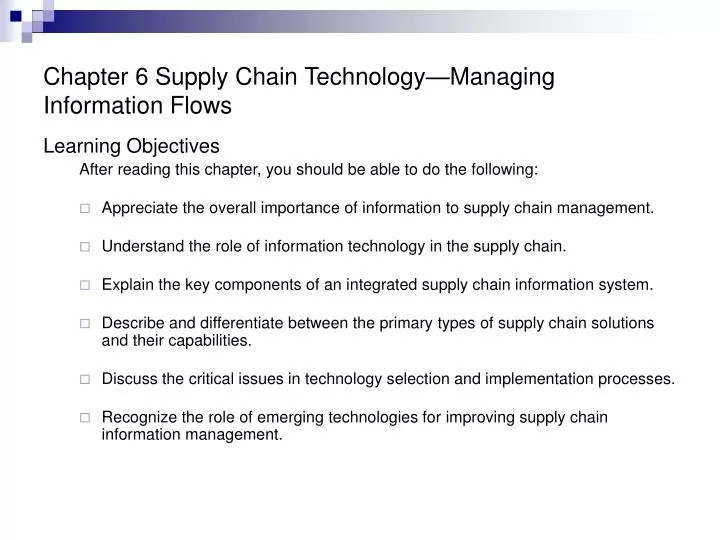chapter 6 supply chain technology managing information flows