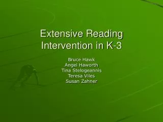 Extensive Reading Intervention in K-3