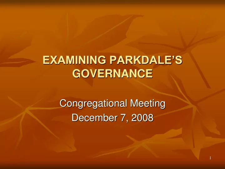 examining parkdale s governance