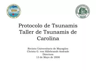 Protocolo de Tsunamis Taller de Tsunamis de Carolina