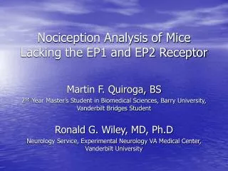 Nociception Analysis of Mice Lacking the EP1 and EP2 Receptor