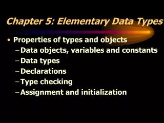 Chapter 5: Elementary Data Types