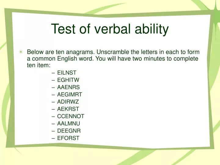 test of verbal ability